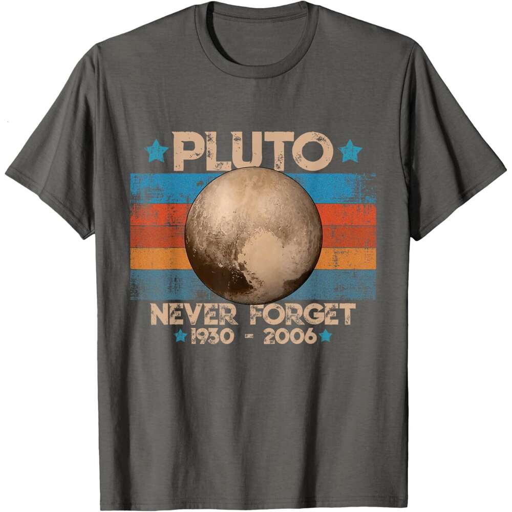 2025S Fashion Designer T Shirt Mens Vintage Never Forget Pluto Funny Retro Astronomy Space T Shirt Shirts Tshirt Graphic Tee Casual Tops Summer Clothe