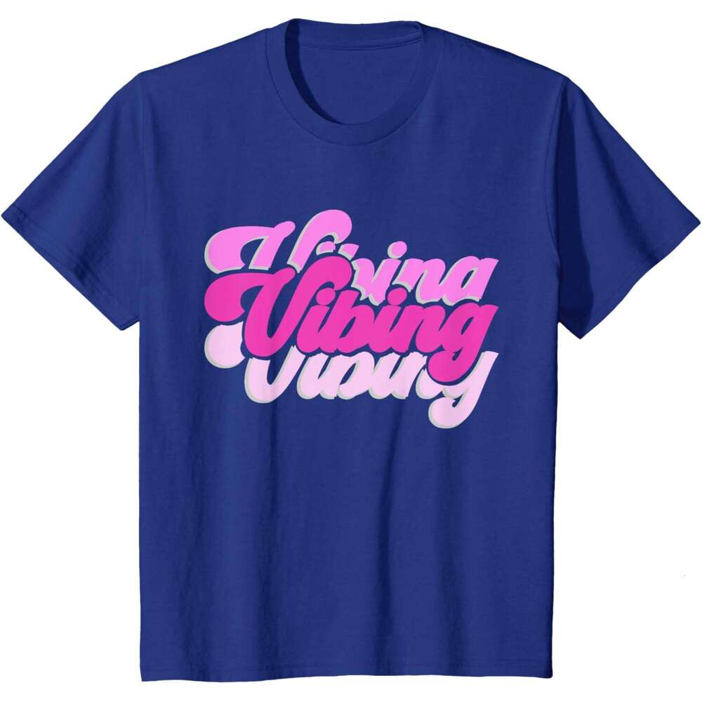 T shirt Mens Vibing Color Graphic Pink Vibes Only T-Shirt shirts tshirt graphic tee Casual tops summer clothes Short sleeve