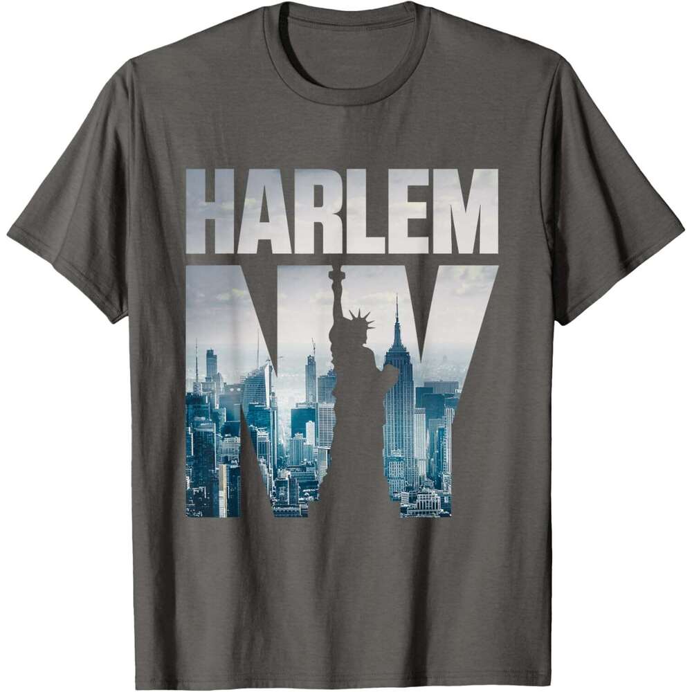 T shirt Mens Tee shirts, Harlem New York City Skyline Short Sleeve T-Shirt shirts tshirt graphic tee Casual tops summer clothes Short sleeve Free ship