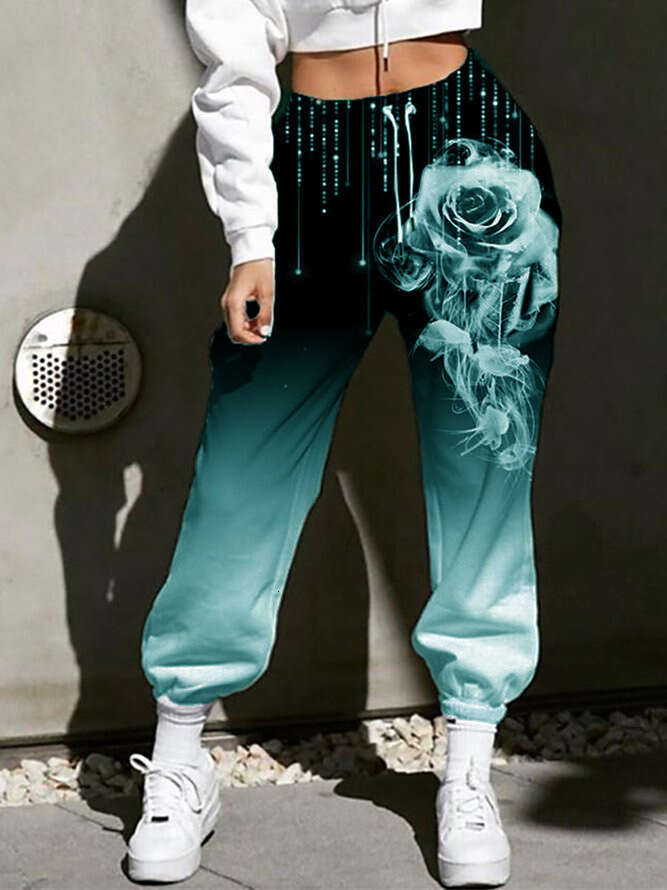 2022 Autumn New Gradient Printed Loose Sanitary Pants High Waist Casual Womens Pants Harlan Sweatpants Military Pants for Man Jeans for Pregnant Women