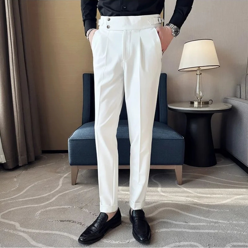 Casual Commuting Versatile Mens Clothing Splice Buttons Pocket Fashion High Waisted Solid Color Wide Leg Straight Leg Pants 240805