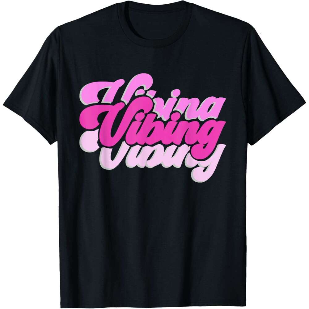 T shirt Mens Vibing Color Graphic Pink Vibes Only T-Shirt shirts tshirt graphic tee Casual tops summer clothes Short sleeve