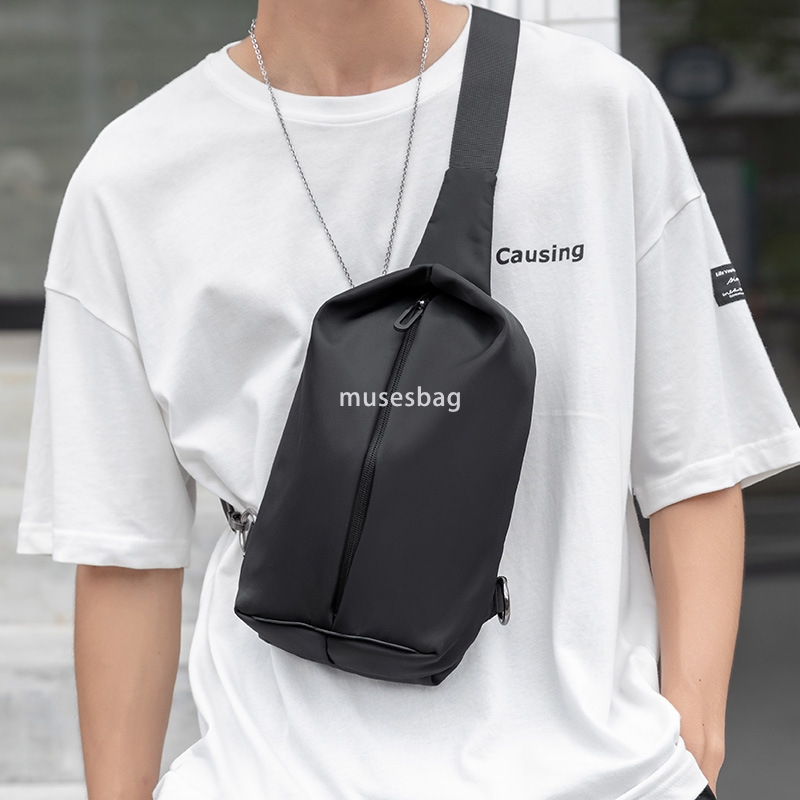 Chest bag men's shoulder bag crossbody bag simple casual fashion brand small bag personality small backpack multi-functional cross-bag men's
