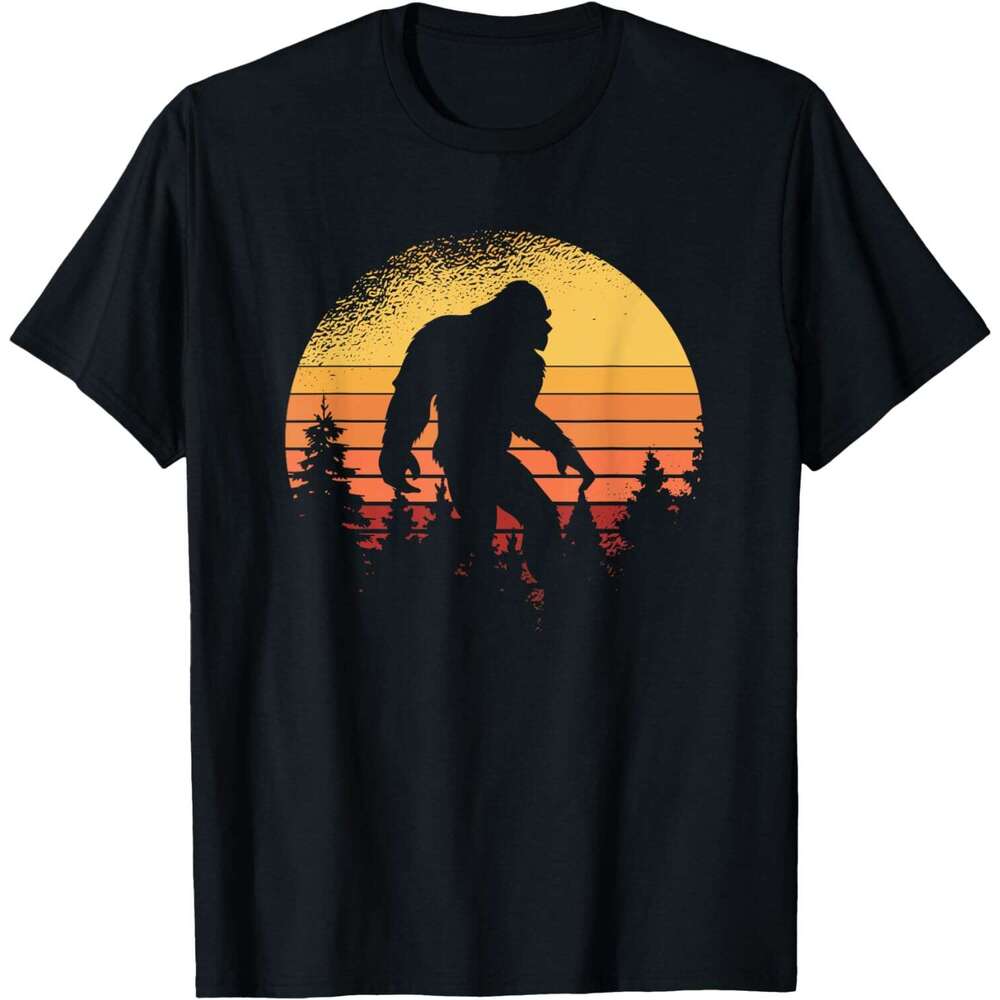 T shirt Mens Retro Bigfoot Believer Silhouette Sasquatch Hide And Seek T-Shirt shirts tshirt graphic tee Casual tops summer clothes Short sleeve Free 