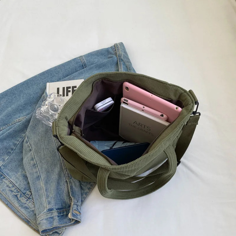 Womens Corduroy handbag large capacity womens 240809