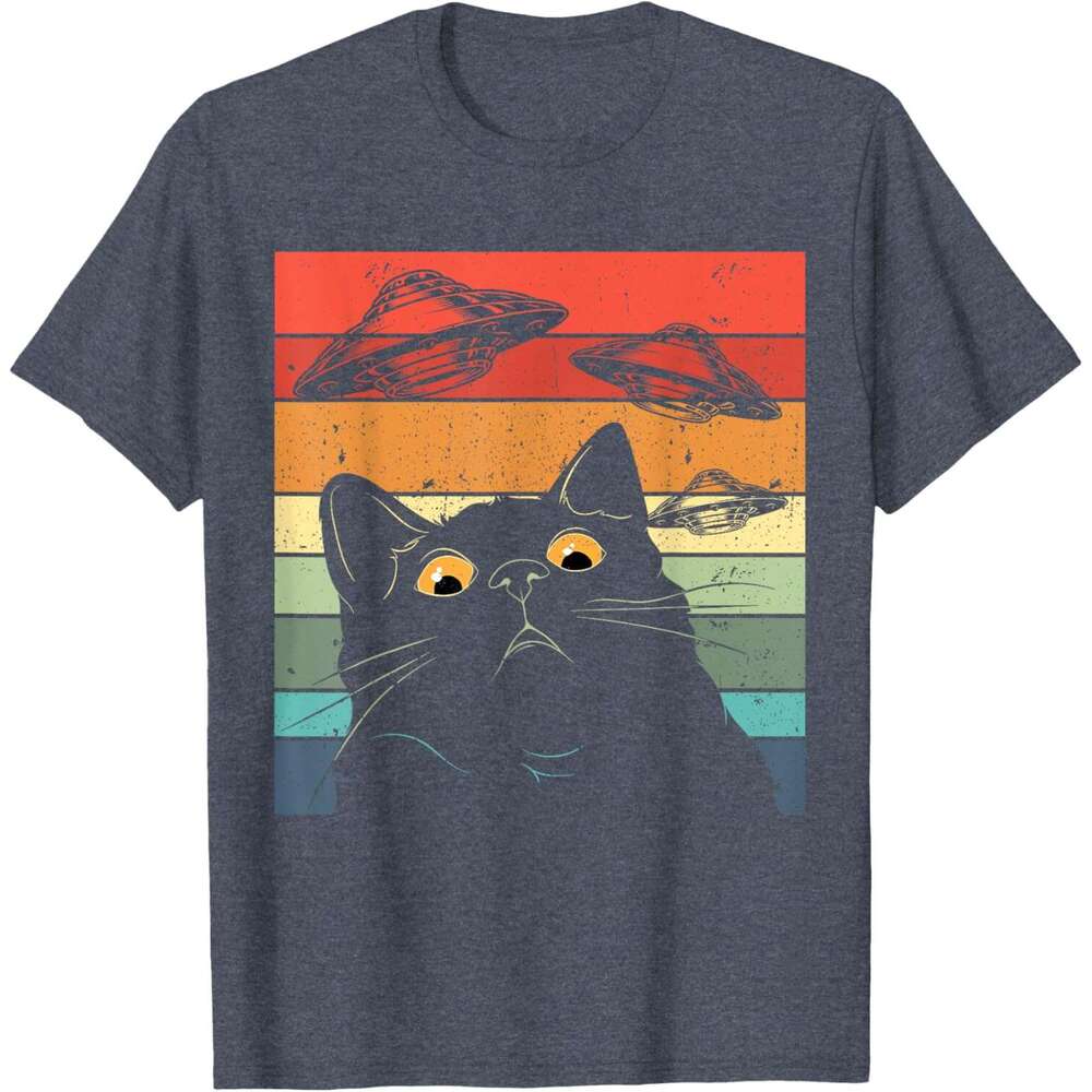 T shirt Mens Funny Tee, Galaxy Shirt Spaceship Alien Cat UFO T-Shirt shirts tshirt graphic tee Casual tops summer clothes Short sleeve Free shipping