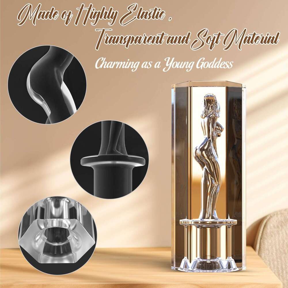 HESEKS Male Masturbator Realistic Pocket Pussy Sleeve for Transparent Crystal Blowjob Soft Stretchy Adult Sex Toys for Men 18+