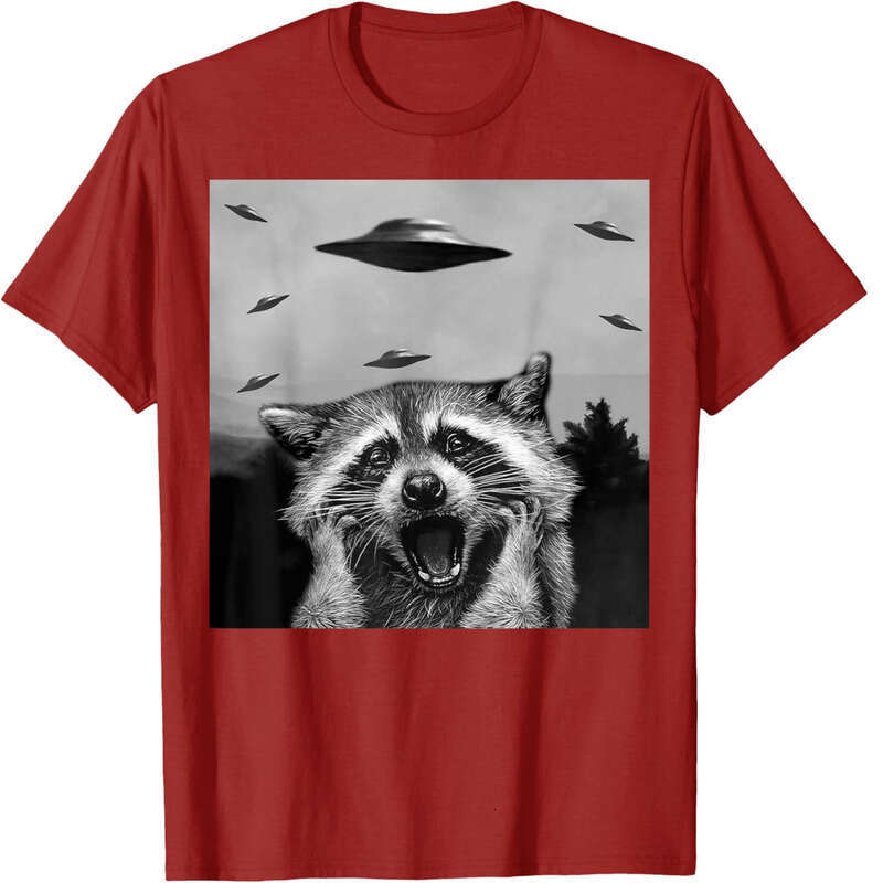 T shirt Mens Alien UFO Funny Raccoon Stuffed Animal For Men, Women, Kids T-Shirt shirts tshirt graphic tee Casual tops summer clothes Short sleeve Fre