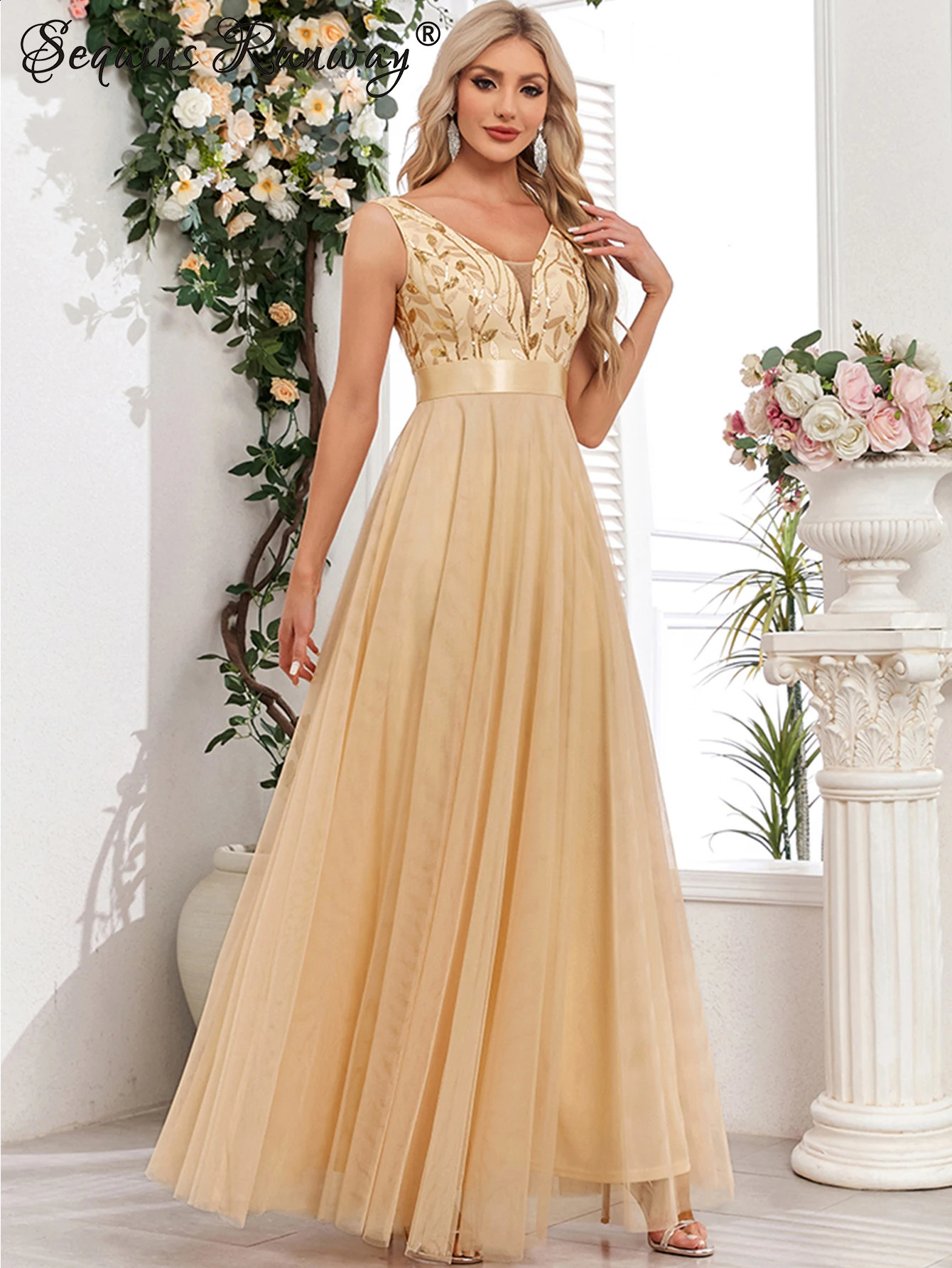 Sexy prom bridesmaid dresses for women elegant mesh birthday evening party dress woman backless maxi sequin summer dress vestido 240805