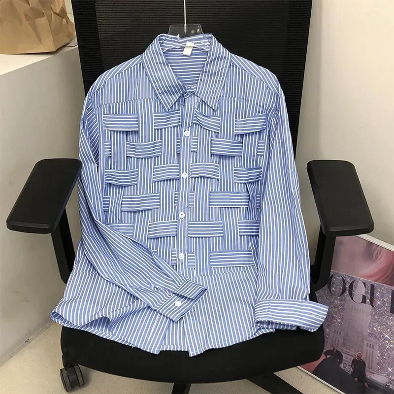 EBAIHUI Women Solid Hollow Out Shirts Lapel Long Sleeve Loose Waist Fashion Patchwork Blouse Female Chic Casual Poly Shirt 240805