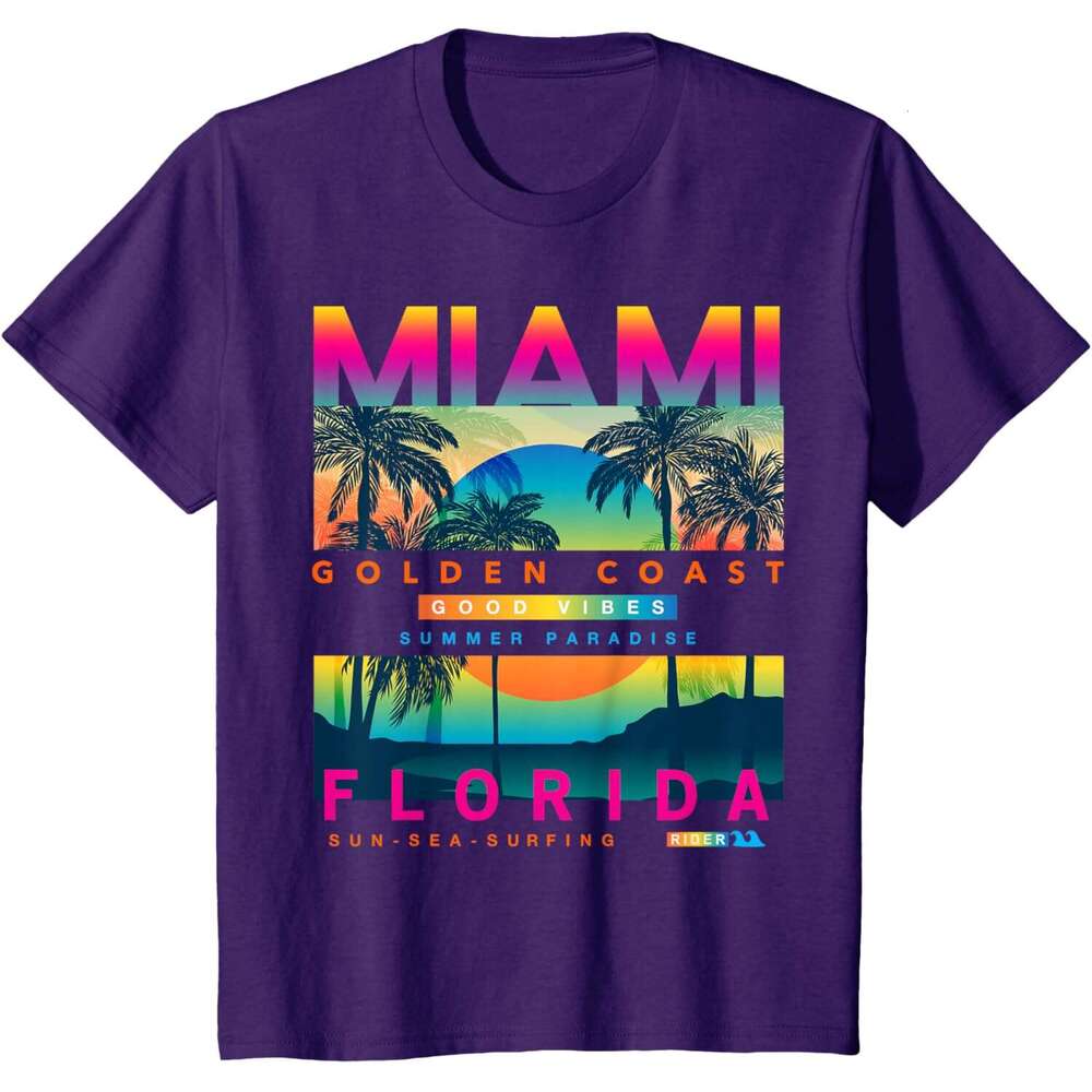 Fashion T shirt Mens Wear Florida T shirts, Miami Colorful Sunrise graphic T-Shirt shirts tshirt graphic tee Casual tops summer clothes Short sleeve F