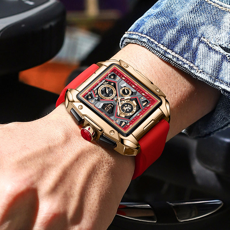 2024 LIGE New Fashion Men Watch Top Brand Luxury Square Watch For Men Casual Sport Waterproof Quartz Chronograph Montre Homme