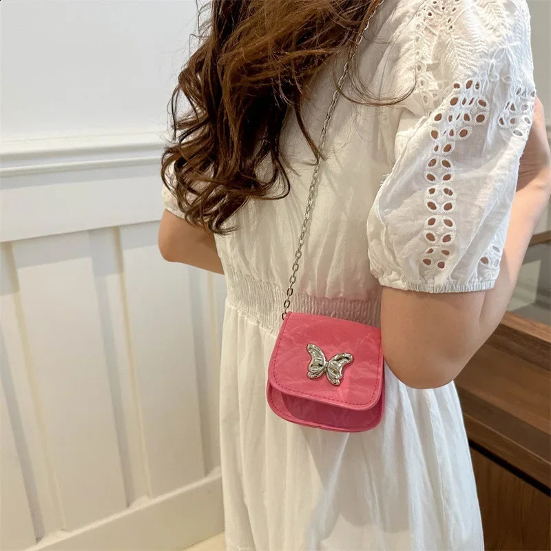 Metal Butterfly Womens Mini Shoulder Bag Fashion Chain Small Cross Body PU Leather Dinner Party Clutch Wallet 240805