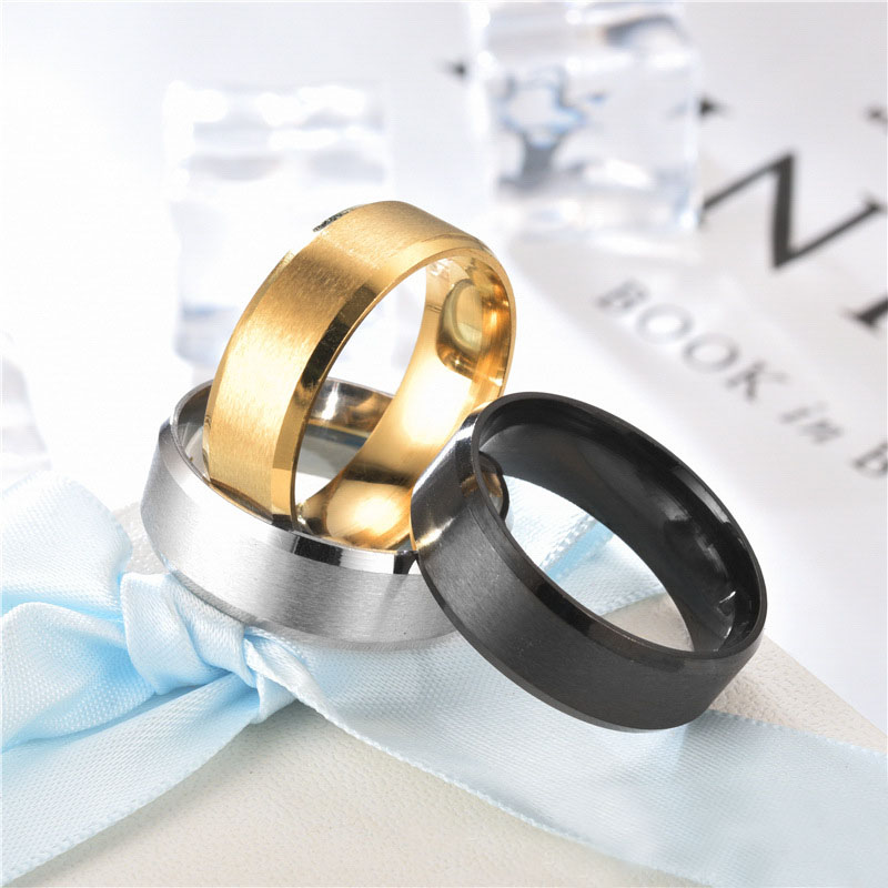 8MM Stainless Steel Ring for Men Gold Black Band Finger Ring Titanium Steel Fashion Jewelry Rings Wholesale Factory Price Promotion Gift