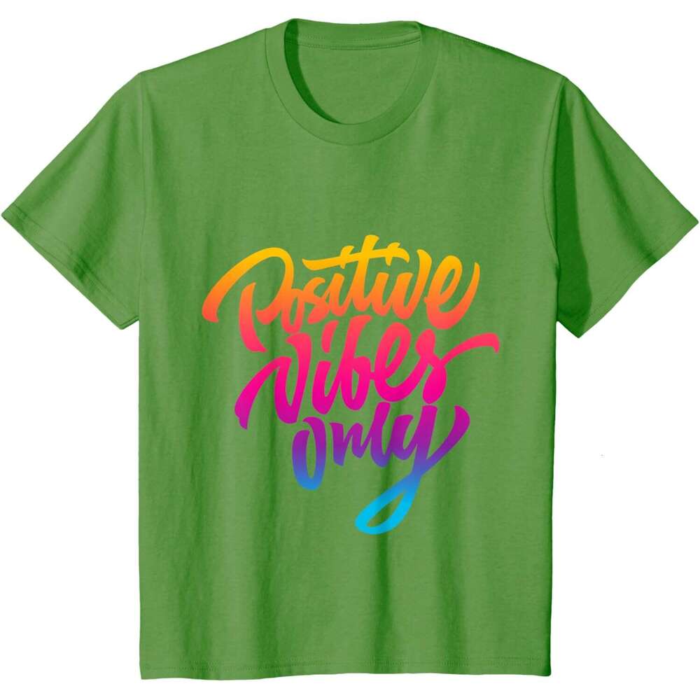 T shirt Mens Positive Vibes Only T-shirt Inspirational Quotes Graphic T-Shirt shirts tshirt graphic tee Casual tops summer clothes Short sleeve Free s