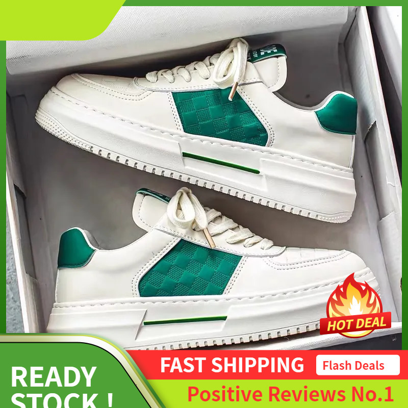 Ddmyoutdoor Men Casual Autumn Breathable New White Korean Version Trendy Versatile Thick Sole Athleisure Shoes Green Free Shipping Outdoor