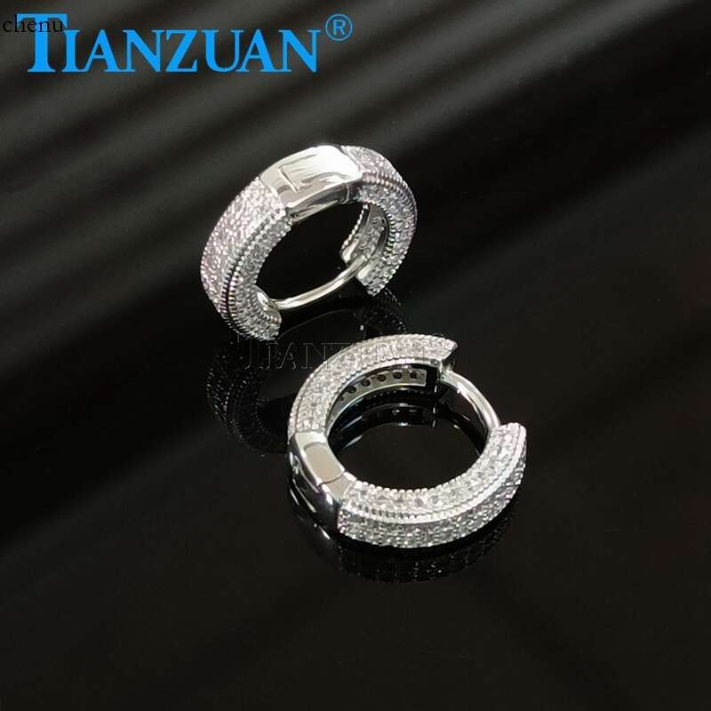 New Simple Small Hoop Moissanite Sterling Sier Trend Piercing Earrings for Women Men