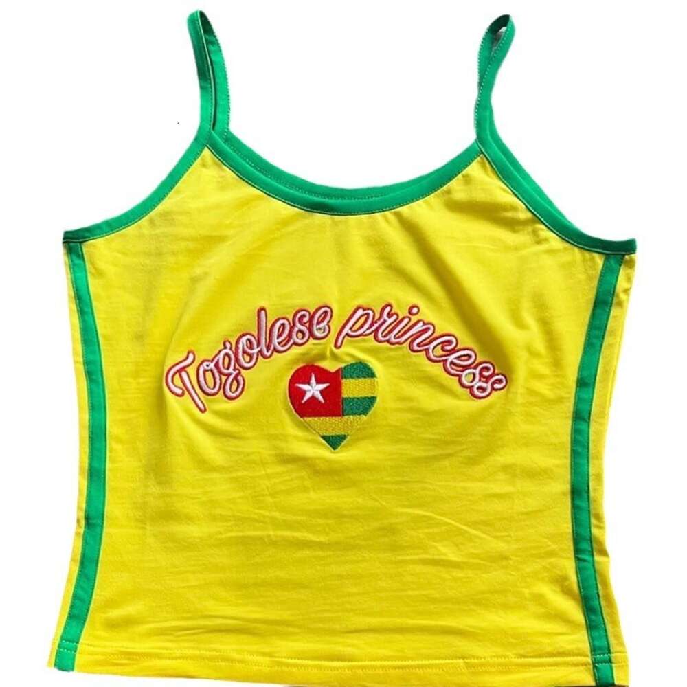 American Letter Embroidery Slim Fit Summer Hot Girl Nightclub Style Contrasting Color Street Fashion New Suspender Vest