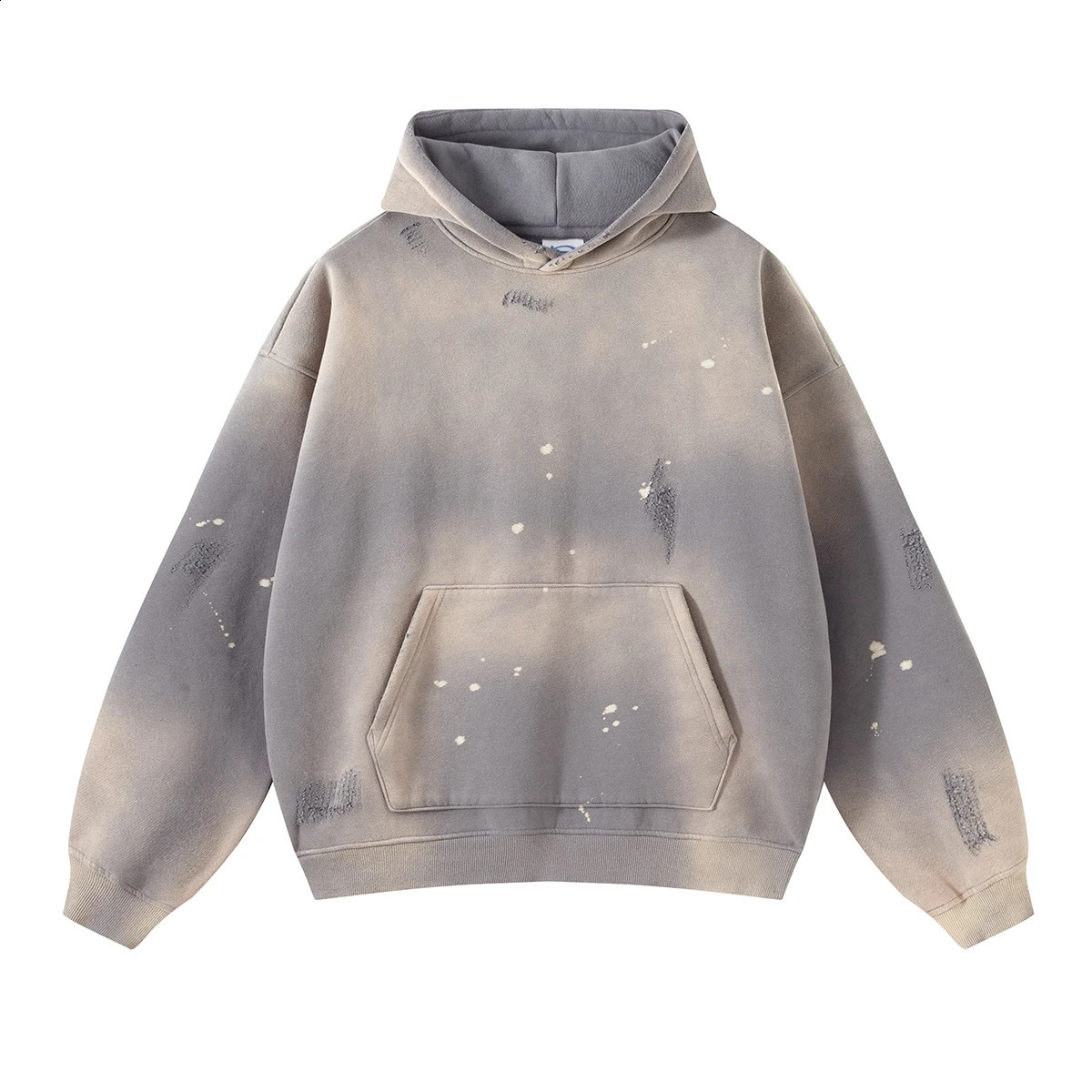 Street Wear Speckled Ink Rubbed Hooded Hoodies Fashion Sense Distressed Winter Coat Mens and Womens Baggy Washing Clothes 240805