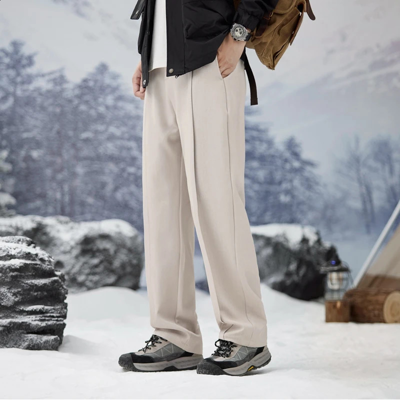 Autumn Casual Suit Pants Korean Mens Pants Straight Loose Sweatpants Soft Wide Leg Long Baggy Business Trousers 240805