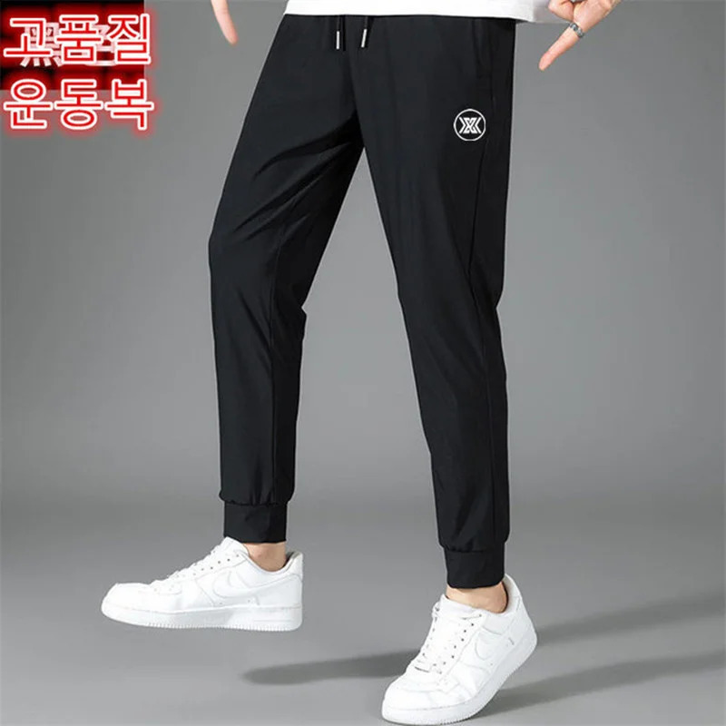 Plus Size 4 5XL Summer Ice Silk Golf Pants Men High Elastic Ultra-thin Casual Sport Trousers Quick-dry jogging Running Sweatpant 240805