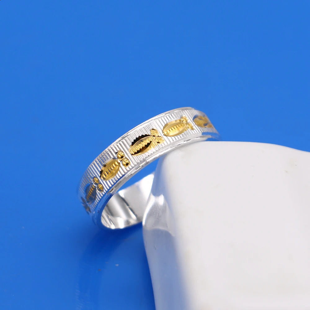 925 Silver Couple Lovers Rings for Women Men Vintage Punk Gold Pattern Finger Ring Fashion Jewelry Anniversary Birthday Gift 240905