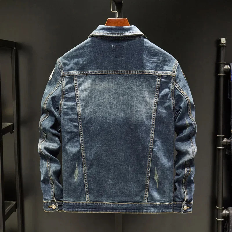 Mens plus size jacket denim fashionable top 240824