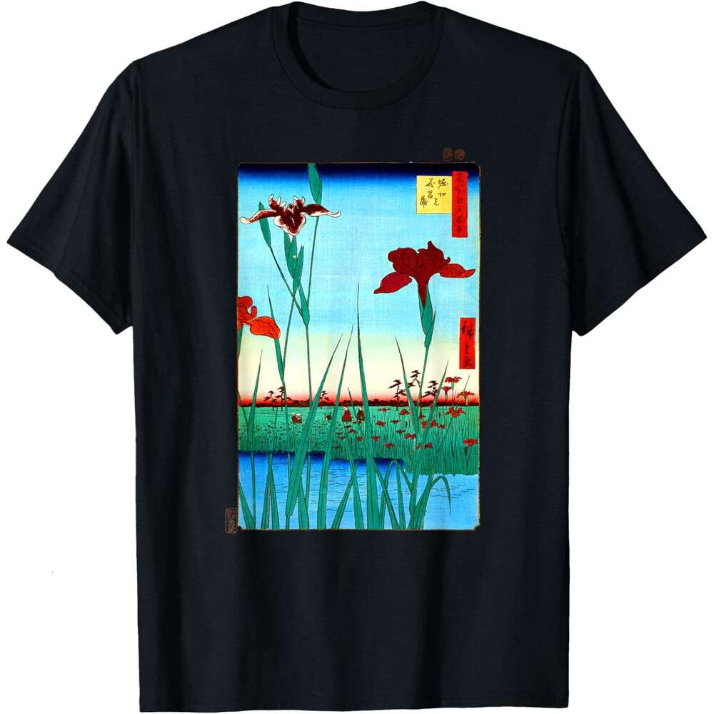 T shirt Mens Japanese Art, Hiroshige Woodblock Art Design Tee shirts tshirt graphic tee Casual tops summer clothes Short sleeve Free shipping