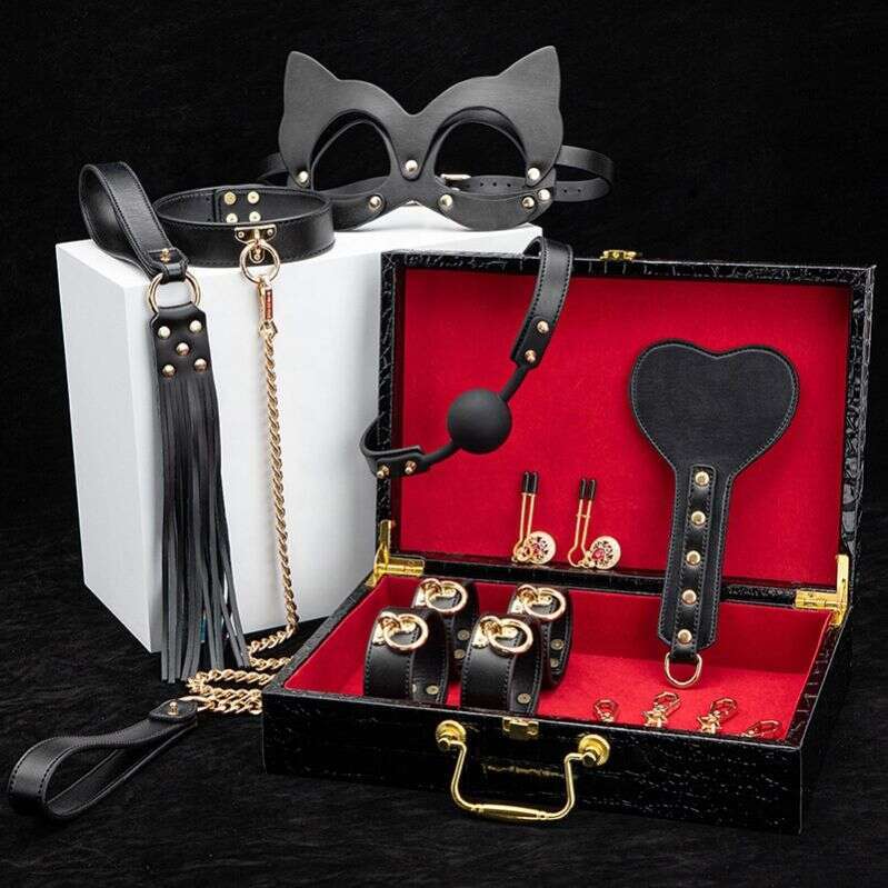 8pcs set BDSM Bed Bondage Kits Genuine leather Restraint Set Handcuffs Collar Gag Erotic Sex Toys for Women Couples Adult Games