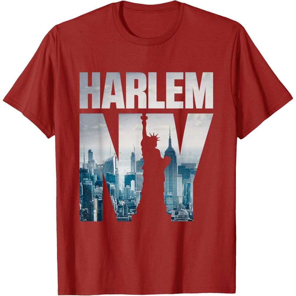 T shirt Mens Tee shirts, Harlem New York City Skyline Short Sleeve T-Shirt shirts tshirt graphic tee Casual tops summer clothes Short sleeve Free ship