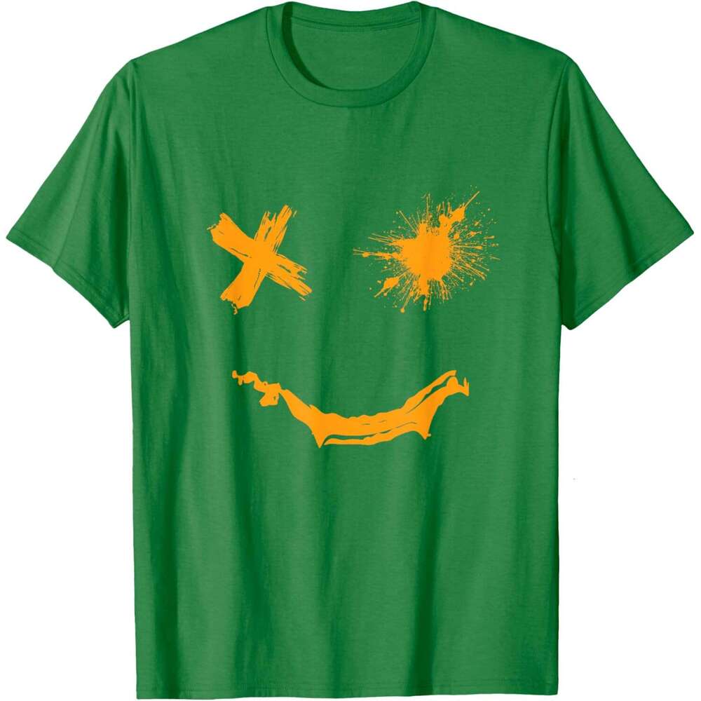 T shirt Mens Grunge Smile Orange Color Graphic T-Shirt shirts tshirt graphic tee Casual tops summer clothes Short sleeve Free shipping