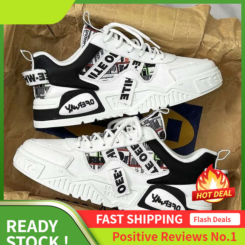 Ddmyoutdoor S Men White Breathable New Trendy Thick Sole Athleisure Versatile Fashion Shoes Black Free Shipping Outdoor Ole Hoes Hipping