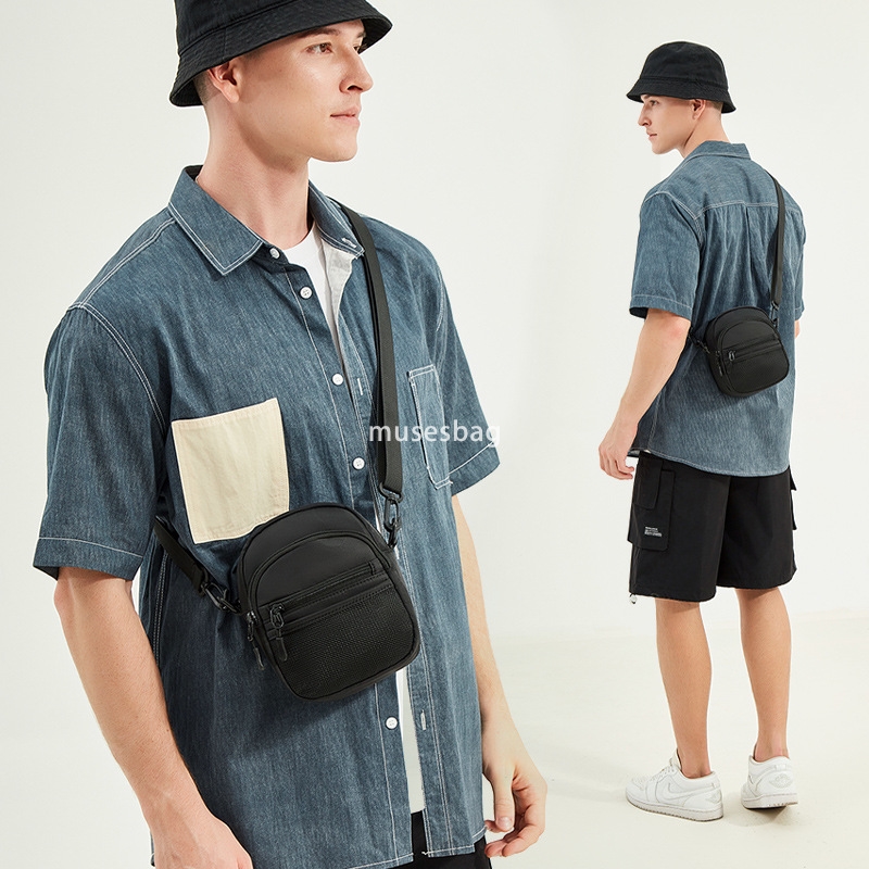 Men's crossbody bag Day simple solid color day small body bag leisure travel street shoulder bag new