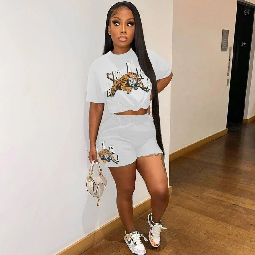 Womens Clothing Designer Tracksuit Casual Fashion Female Printed Short Sleeve Shorts Two Piece Set Casual Outfit designer woman Sweatsuits Clothing