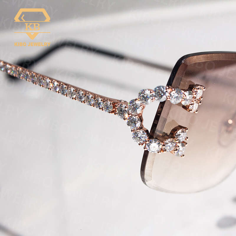 Mens Hiphop Pass Tester Glasses Handmade Setting VVS Moissanite Dia Iced Out Sunglasses