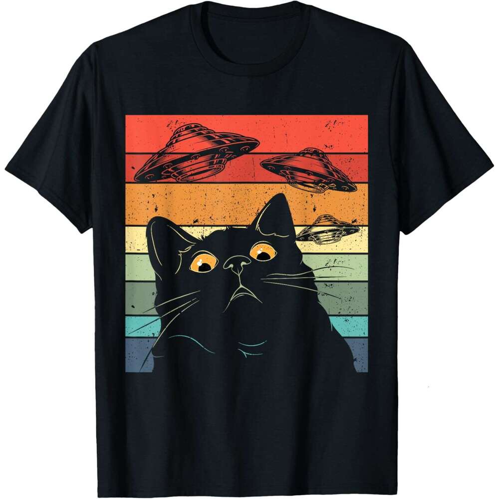 T shirt Mens Funny Tee, Galaxy Shirt Spaceship Alien Cat UFO T-Shirt shirts tshirt graphic tee Casual tops summer clothes Short sleeve Free shipping