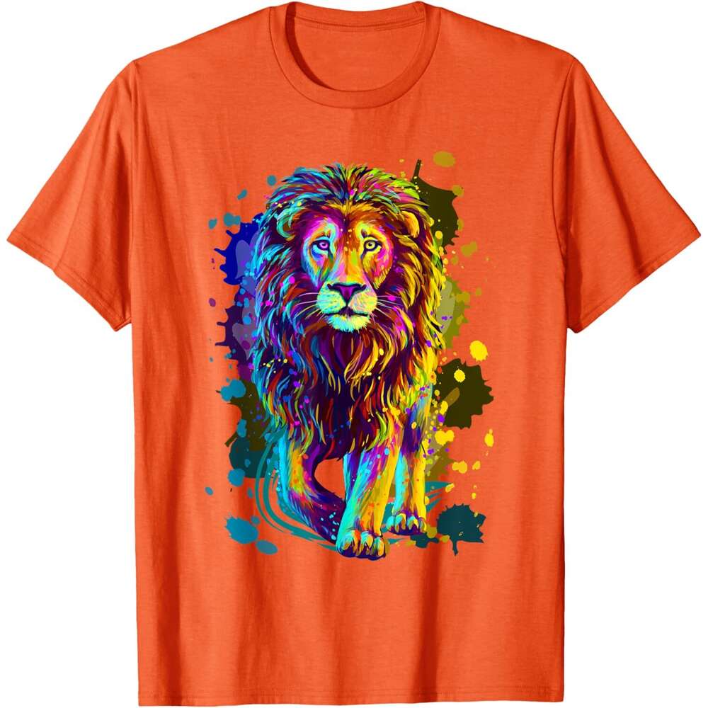 T shirt Mens Cool Colorful Wild Stylish T Shirt Lion Graphic Design T-Shirt shirts tshirt graphic tee Casual tops summer clothes Short sleeve