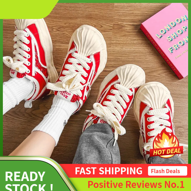 Ddmyoutdoor Red NEW Street Bread Thick Soled Igh Rise Board Men And Women S Same Style Couple Fashion Shoes Outdoor Ame Tyle Hoes