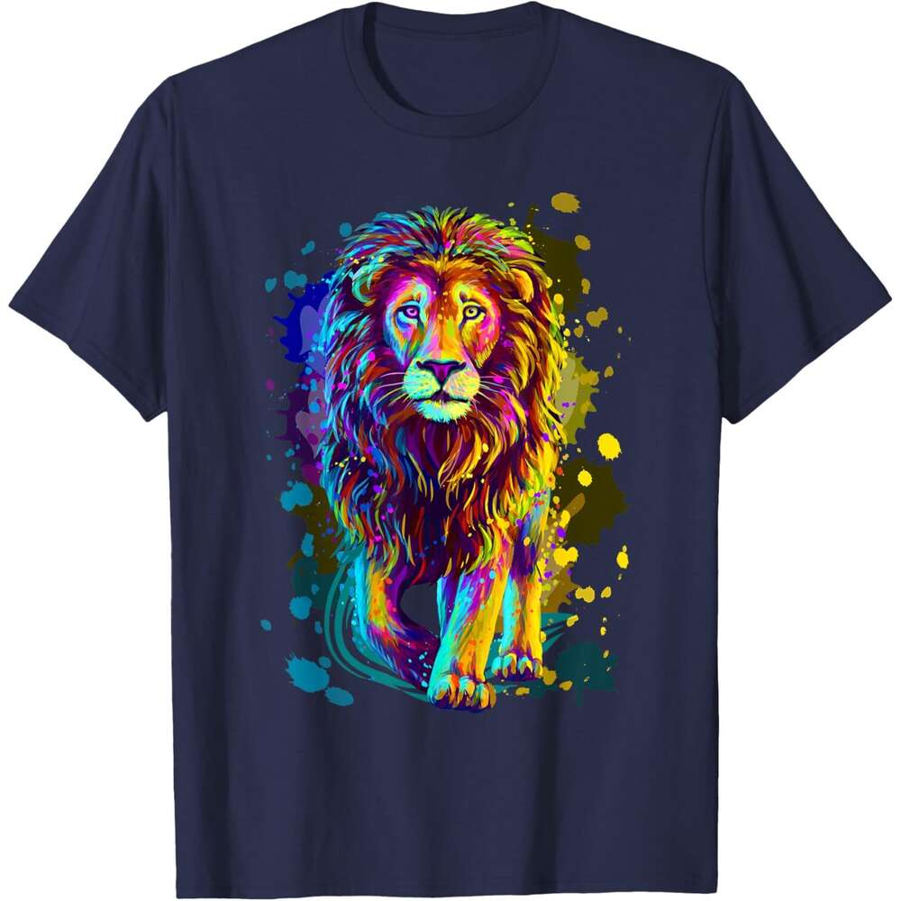 T shirt Mens Cool Colorful Wild Stylish T Shirt Lion Graphic Design T-Shirt shirts tshirt graphic tee Casual tops summer clothes Short sleeve
