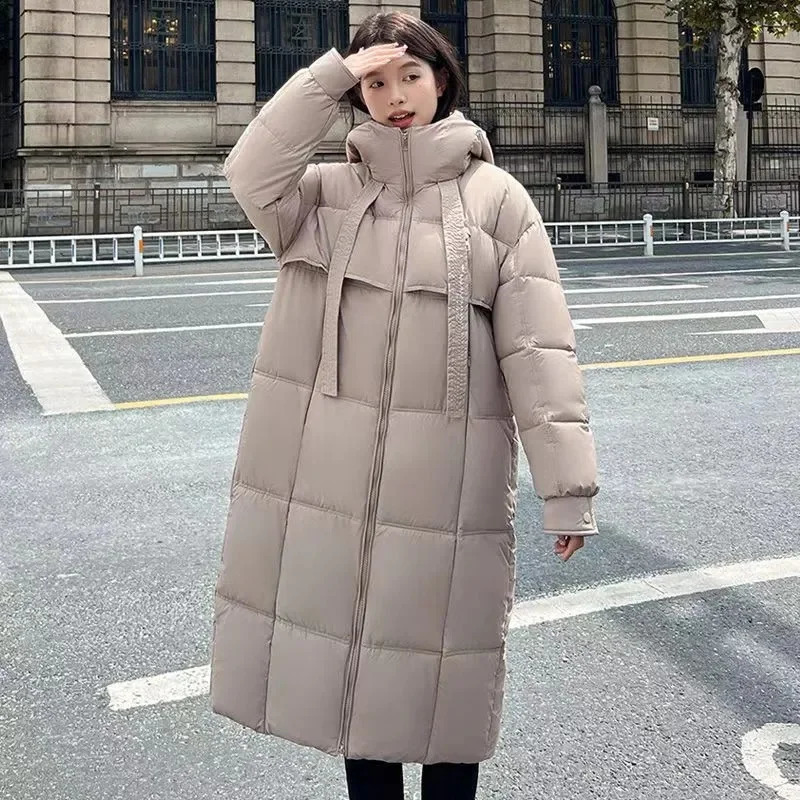 Cotton padded Jacket Womens Large Size High Quality Hoodie Parkas Long Coat Fashion w240824