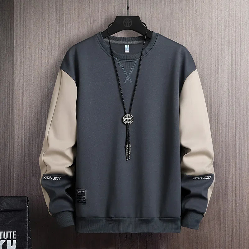Spring and Autumn Casual Men Sweatshirt Hoodie Harajuku Streetwear Pullover Male Patchwork Loose Long Sleeve O-Neck Hoodies 240805