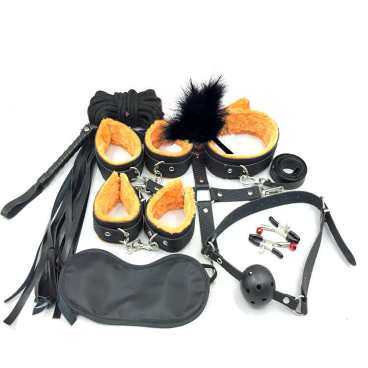 10 Pieces Adult Sex Plush Sets Women's Leather Handcuffs Couples Flirting Binding Sex Toys