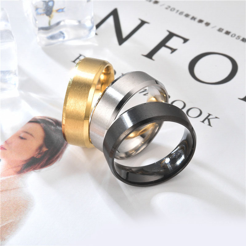 8MM Stainless Steel Ring for Men Gold Black Band Finger Ring Titanium Steel Fashion Jewelry Rings Wholesale Factory Price Promotion Gift