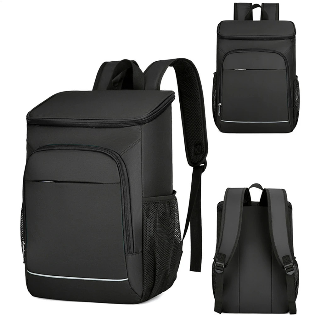 Waterproof insulated lunch backpack with reflective strip large capacity outdoor cooler bag 240910