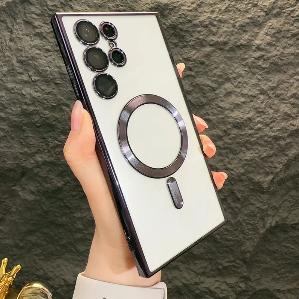 Luxury Clear Magnetic For Magsafe Cases Soft Shockproof With Camera Lens Protector For Samsung S20 S21 S22 S23 FE S24 Ultra Plus Note 10 20 A05 A05S A