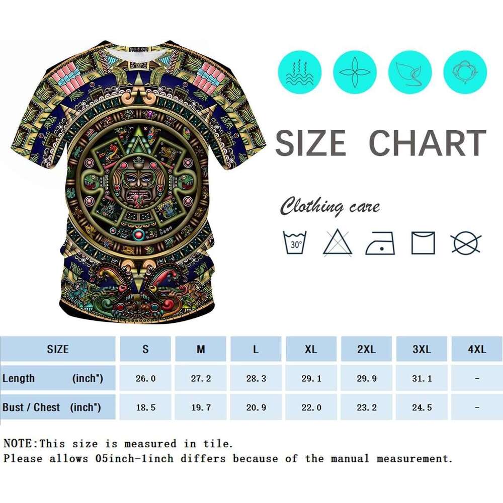 T shirt Mens Aztec T-Shirt with Mayan Totems Design Themed Printed Tee shirts tshirt graphic tee Casual tops summer clothes Short sleeve