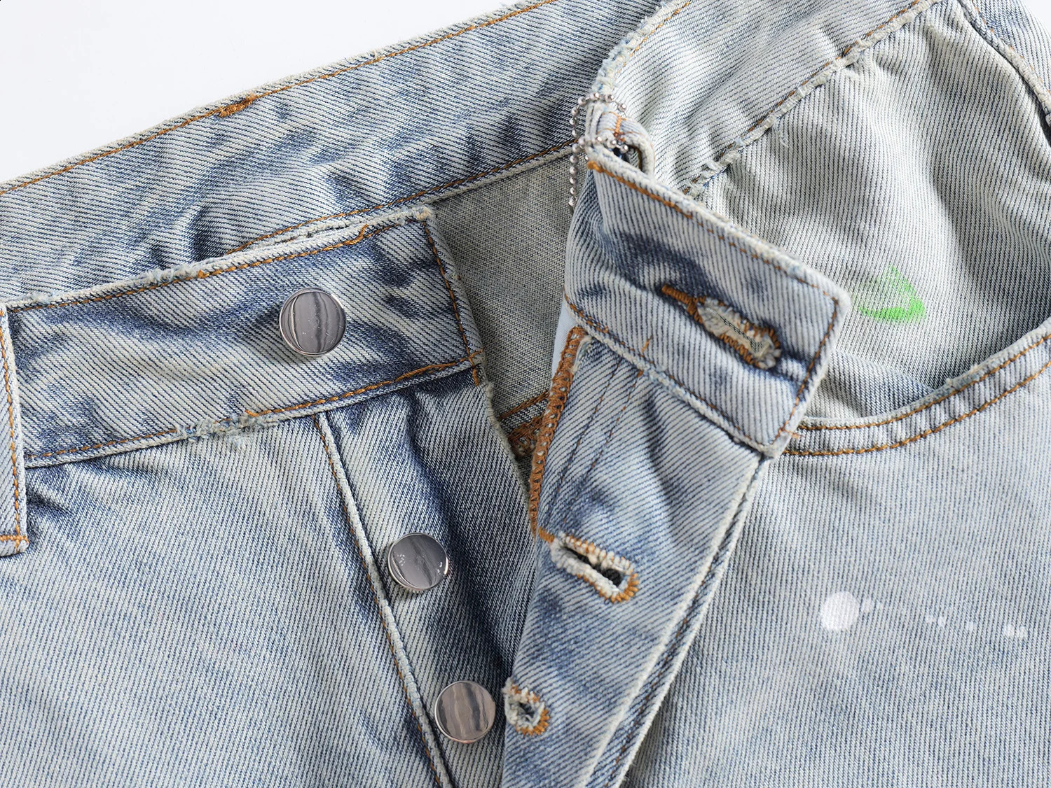 mens open top jeans with letter printing ultra-thin suitable for stacking denim Trouser hand drawn button fly cotton Flared jeans 240829