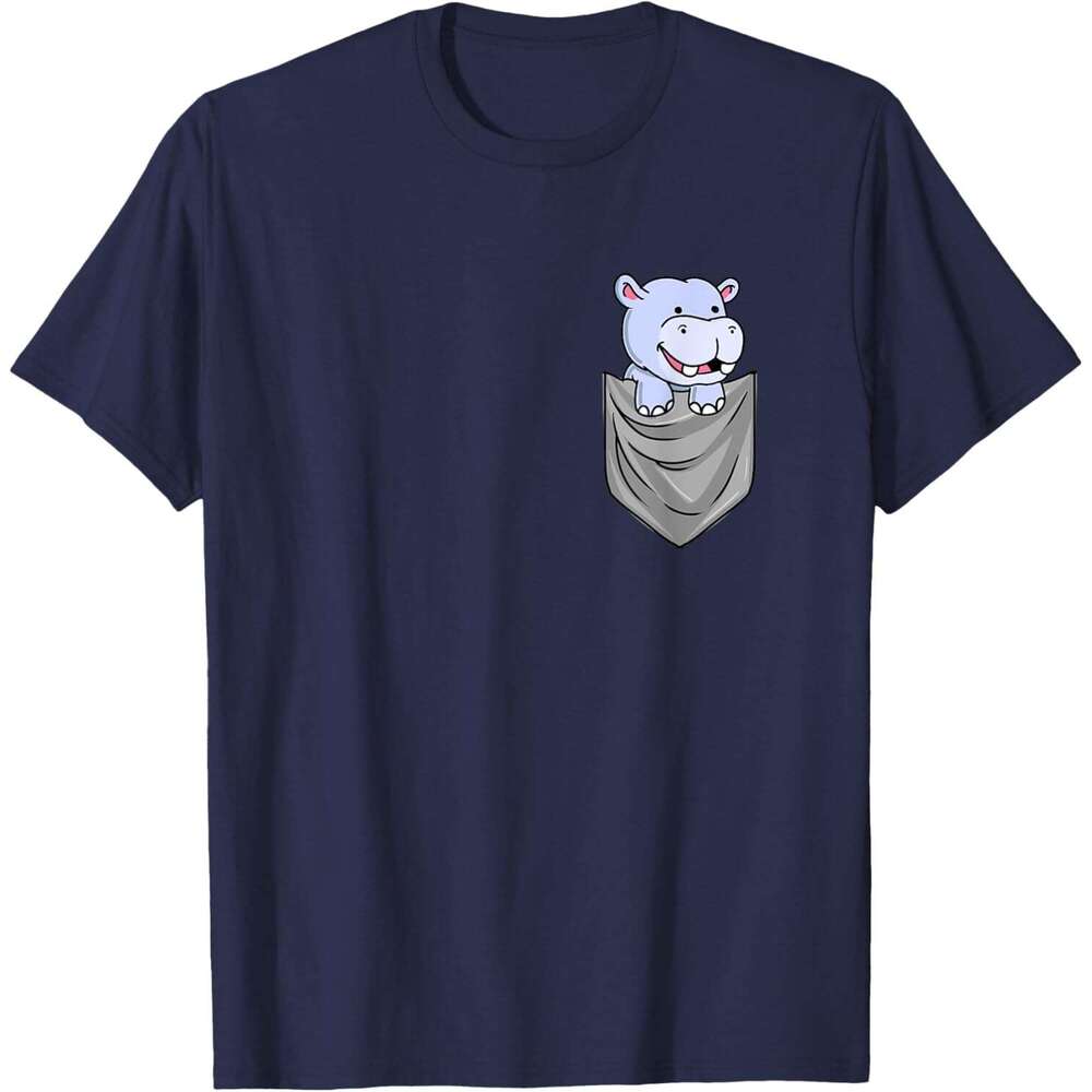 T shirt Mens Hippo In Pocket Hippopotamus Gift T-Shirt shirts tshirt graphic tee Casual tops summer clothes Short sleeve Free shipping