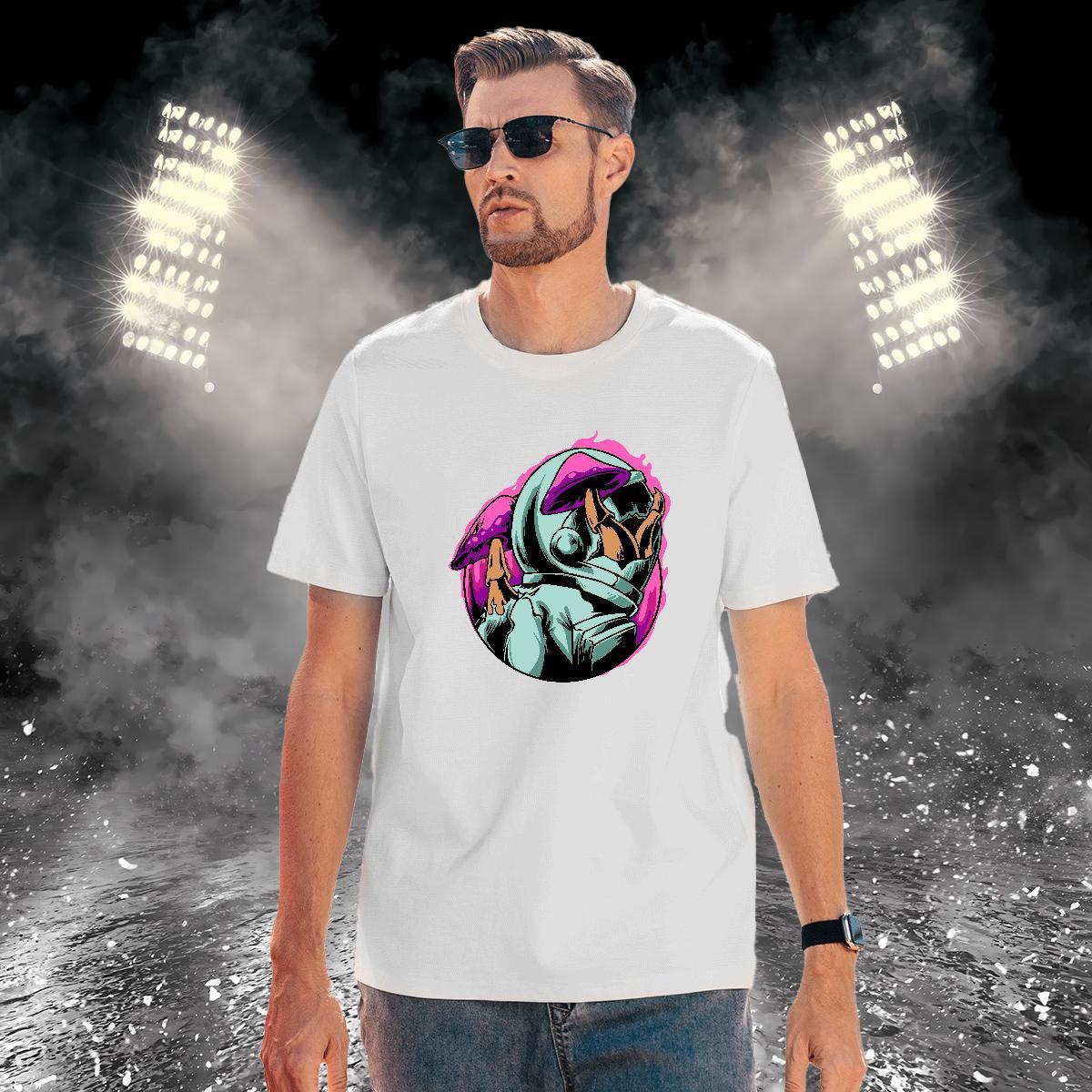 Man T Shirts 230g 100% Cotton spaceman Hip Hop Breathable Short Sleeve Black White Men Tshirts Customized Soft Top Tees