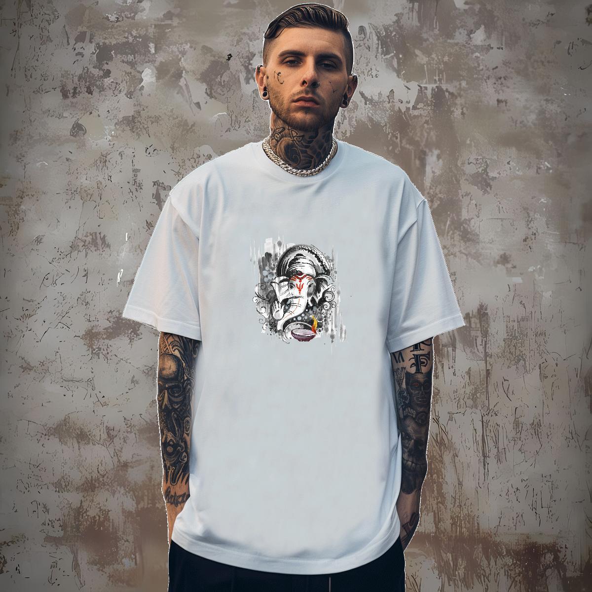 2024 New T Shirts Men 230g Cotton Elephant Anime Printing Street Polos O Neck Short Sleeves Classic Men Clothes T-Shirt Cartoon Print